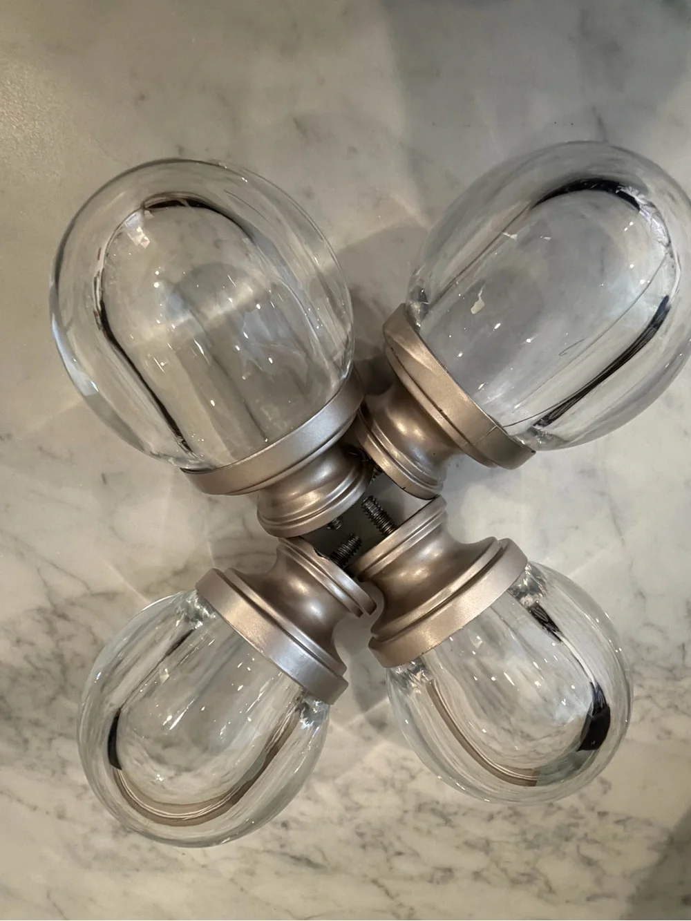 Set of 4 acrylic clear ball finials for curtain rods Amazon basics nickle glass